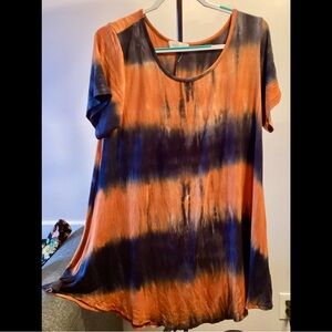 2X Orange & Black Full Soft Knit Short Sleeve Tunic Jersey